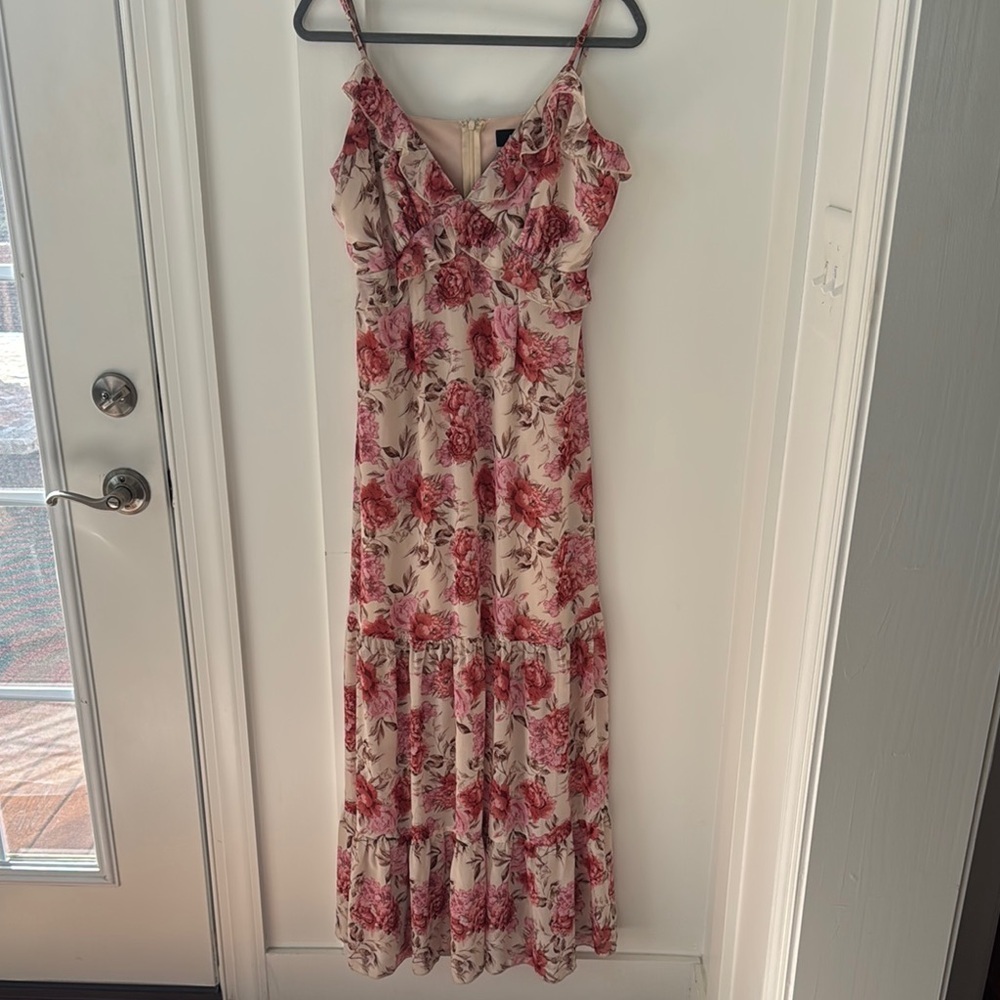Anthropologie Aakaa Pink Floral Sundress Size L